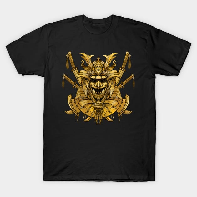 Golden samurai mask T-Shirt by StaCh